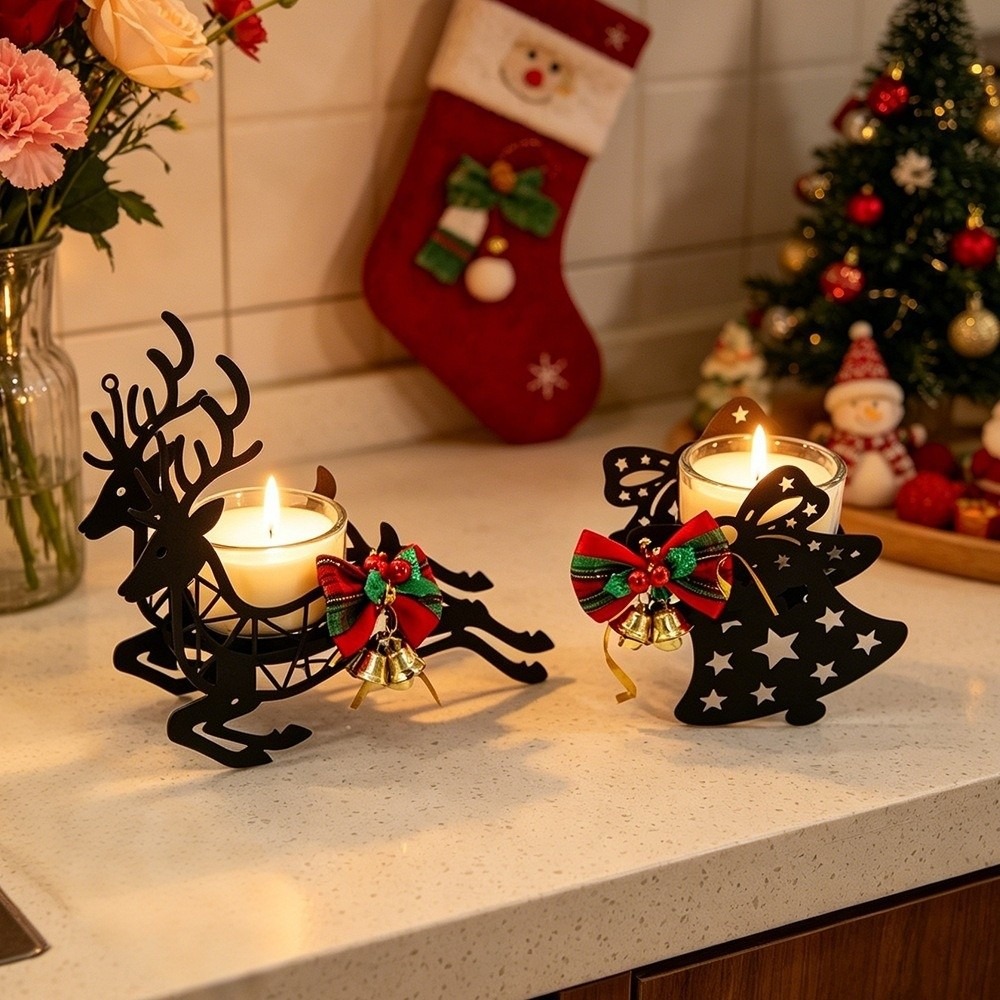 Elk Bugle Call - Deer Elk Christmas Candle Holder Snowflake