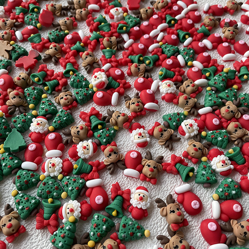 Elk Bugle Call - 10Pcs Christmas Nails Charms Cartoon Santa