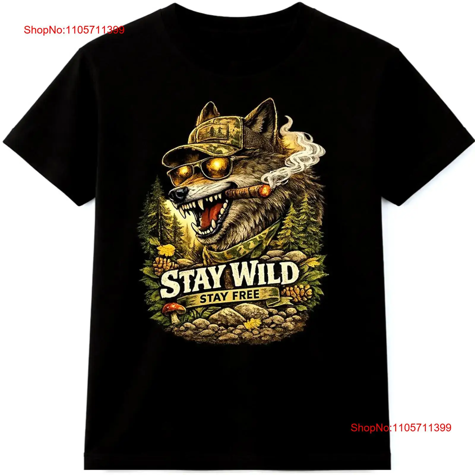 Wildman Hunting & Outdoor Price List - Wolf T Shirt Stay Wild Free